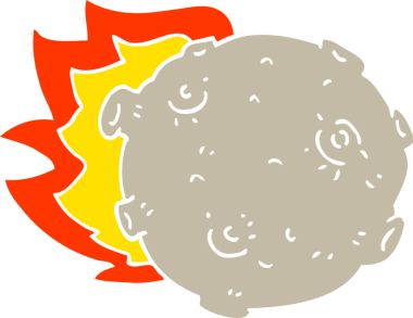 Bir insan tarafından çizilmiş düz renkli çizim asteroidi