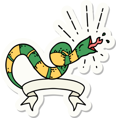 Bir insan tarafından çizilmiş dövme stili tıslayan yılan.