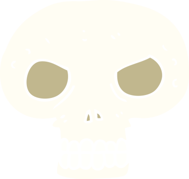 Bir insan tarafından çizilmiş kafatasının düz renk çizimi