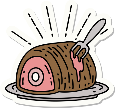 Bir insan tarafından çizilmiş dövme stili biftek etiketi.