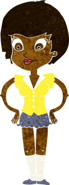 Bir insan tarafından çizilmiş, elleri kalçasında güzel bir kadın.