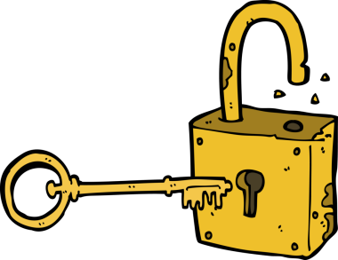 Bir insan tarafından çizilmiş paslı eski asma kilit.