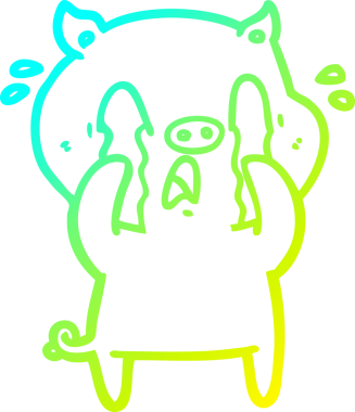 Bir insan tarafından çizilmiş ağlayan domuz çizgi filmi.