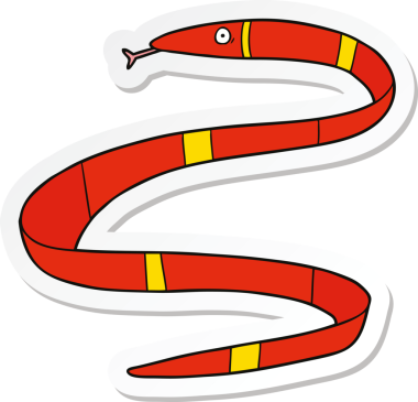 Bir insan tarafından çizilmiş karikatür deniz yılanı etiketi.