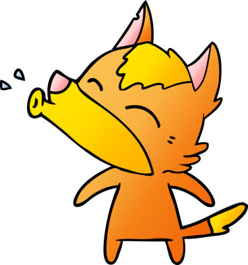 Bir insan tarafından çizilmiş tilki çizgi film karakteri