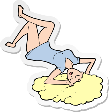 Bir insan tarafından çizilmiş yerde yatan bir karikatür kadının çıkartması.