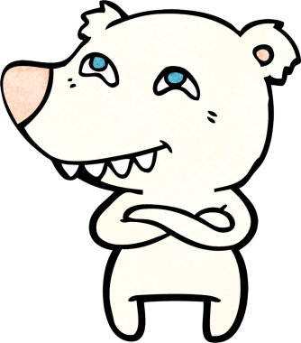 Karikatür kutup ayısı bir insan tarafından çizilmiş dişleri gösteriyor