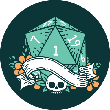 Bir insan tarafından çizilen bir d20 zar atma ikonu