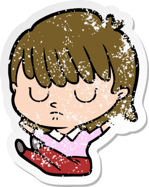 Bir insan tarafından çizilmiş karikatür bir kadının sıkıntılı çıkartması.