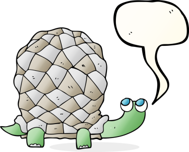 Bir insan tarafından çizilmiş serbest konuşma balonu karikatür kaplumbağası.