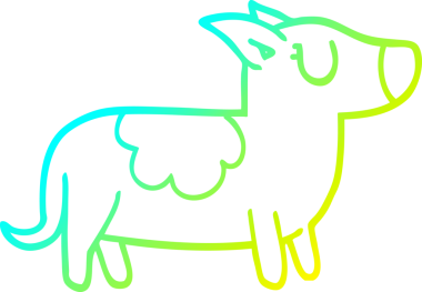 Bir insan tarafından çizilmiş mutlu bir köpeğin soğuk çizgi çizimi.