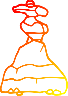 Bir insan tarafından çizilmiş karikatür kayalarının sıcak gradyan çizgileri.