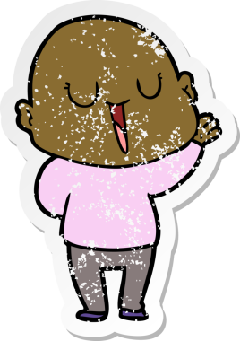 Bir insan tarafından çizilmiş mutlu, kel bir adamın sıkıntılı çıkartması.