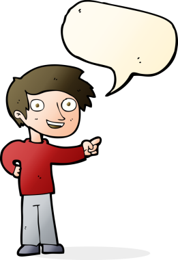 Bir insan tarafından çizilmiş bir konuşma balonuyla işaret eden çizgi film adamı.