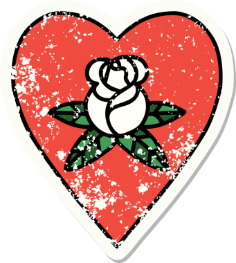 Geleneksel bir kalp stili ve bir insan tarafından çizilmiş çiçek dövmesi.