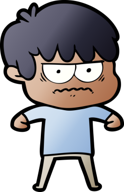 Bir insan tarafından çizilmiş sinirli çizgi film çocuğu.