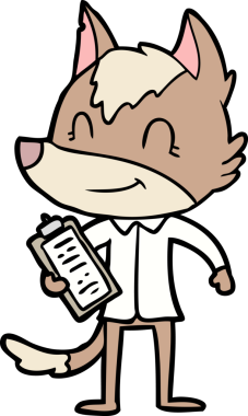 Bir insan tarafından çizilmiş dost canlısı bir kurt patronu.