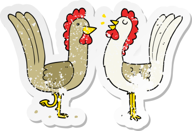 Bir insan tarafından çizilmiş çizgi film tavuklarının sıkıntılı çıkartması.