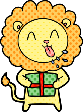 Bir insan tarafından çizilmiş mutlu çizgi film aslanı.