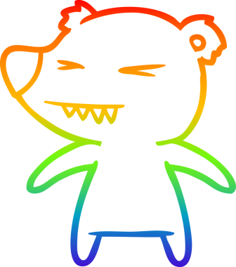 Bir insan tarafından çizilmiş kızgın ayı karikatürünün gökkuşağı gradyanı