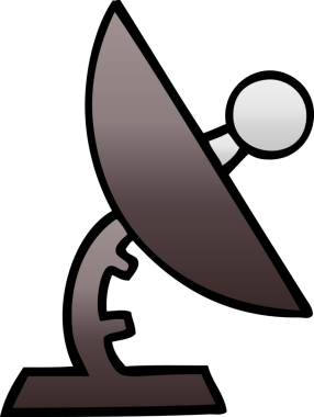 Bir insan tarafından çizilmiş bir uydu anteninin gölgeli çizimi