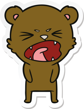 Bir insan tarafından çizilmiş kızgın bir çizgi film ayısının çıkartması.