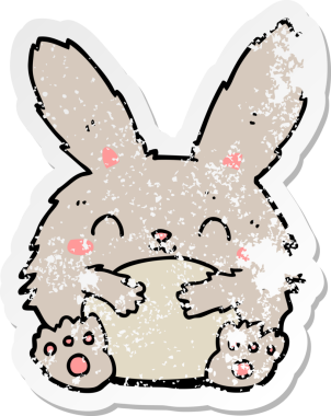 Bir insan tarafından çizilmiş şirin bir tavşanın sıkıntılı çıkartması.