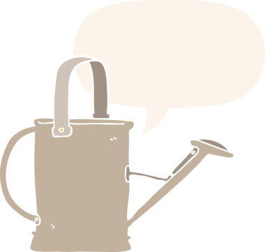 bir insan tarafından çizilmiş eski usul konuşma baloncuğu ile karikatür sulama kutusu