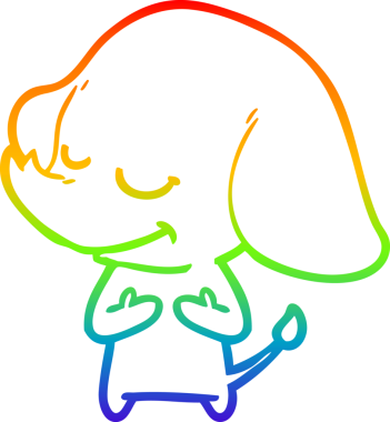 Bir insan tarafından çizilmiş gülümseyen bir filin çizgi çizimi.