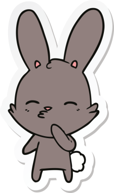 Bir insan tarafından çizilmiş meraklı bir tavşan karikatürü.