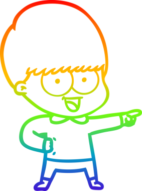 gökkuşağı gradyan çizimi mutlu çizgi film çocuğu bir insan tarafından çizilmiş