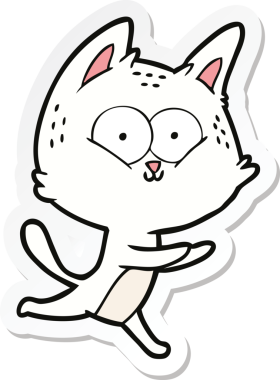 Bir insan tarafından çizilmiş çizgi film kedisinin çıkartması.