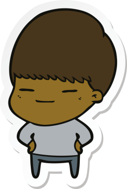 Bir insan tarafından çizilmiş kendini beğenmiş bir çocuğun çıkartması.