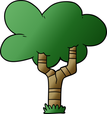 Bir insan tarafından çizilmiş çizgi film ağacı.