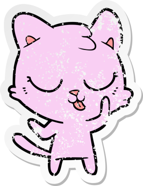 Bir insan tarafından çizilmiş karikatür bir kedinin sıkıntılı çıkartması.