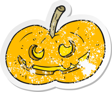 Bir insan tarafından çizilmiş bir cadılar bayramı balkabağının gerilimli yapıştırması.