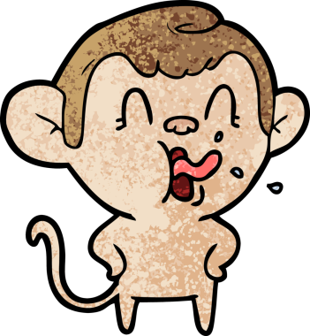 Bir insan tarafından çizilmiş çılgın çizgi film maymunu