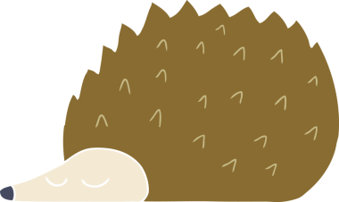 Bir insan tarafından çizilmiş düz renkli kirpi çizimi