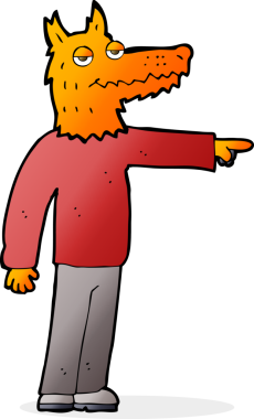 Bir insan tarafından çizilmiş tilki adam.