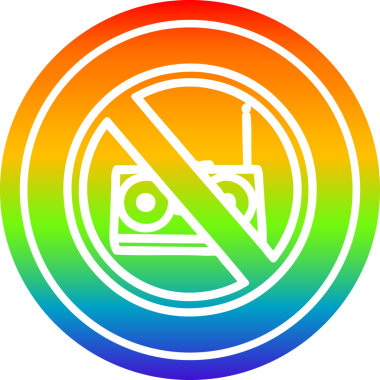 Bir insan tarafından çizilmiş gökkuşağı gradyanı olan müzik dairesel simgesi yok