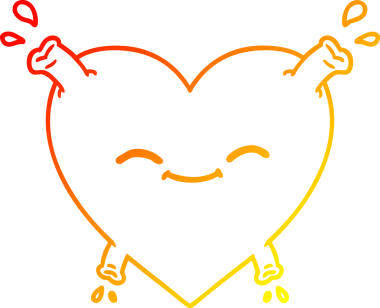 Bir insan tarafından çizilmiş mutlu bir kalbin sıcak çizgi çizimi