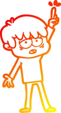 Bir insan tarafından çizilmiş, bitkin bir çocuğun sıcak çizgi çizimi.