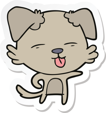 Bir insan tarafından çizilmiş bir köpeğin çıkartması.