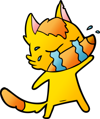 Bir insan tarafından çizilmiş üzgün küçük tilki çizgi film karakteri.