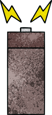 Bir insan tarafından çizilmiş eski bir pilin retro grunge desen karikatürü