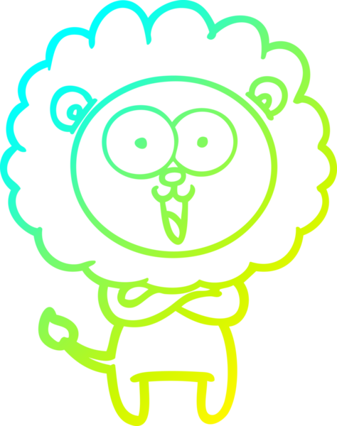 Bir insan tarafından çizilmiş mutlu çizgi film aslanı çizimi.