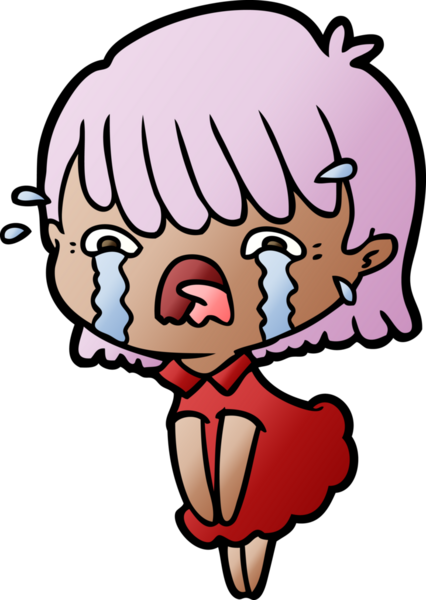 Bir insan tarafından çizilmiş ağlayan çizgi film kızı.