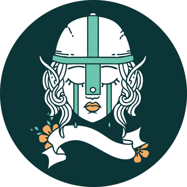 Bir insan tarafından çizilmiş ağlayan elf savaşçı karakteri simgesi.