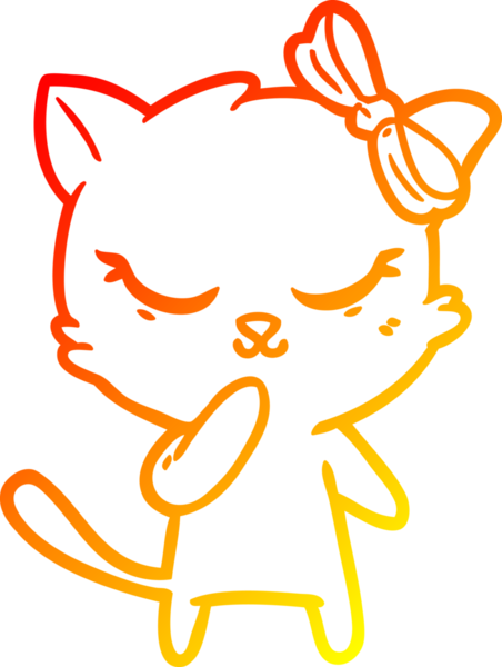 Bir insan tarafından çizilmiş sevimli bir çizgi film kedisinin sıcak çizgi çizimi
