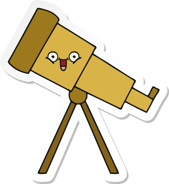 Bir insan tarafından çizilmiş sevimli bir teleskop çıkartması.